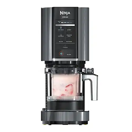 Ninja NC299AMZ CREAMi Ice Cream Maker, for Gelato, Mix-ins, Milkshakes, Sorbet, Smoothie Bowls & More, 7 One-Touch Programs, with (1) Pint Container & Lid, Compact Size, Perfect for Kids, Matt...