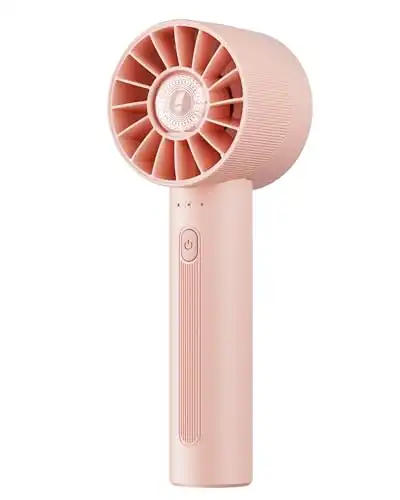 WOWGO Portable Fan, Mini Handheld Fan USB Rechargeable, 4 Speed Powerful Personal Fan with Brushless Motor, Battery Operated Hand Fan for Travel/Outdoor/Office, Gifts for Girls Women Mom Pink