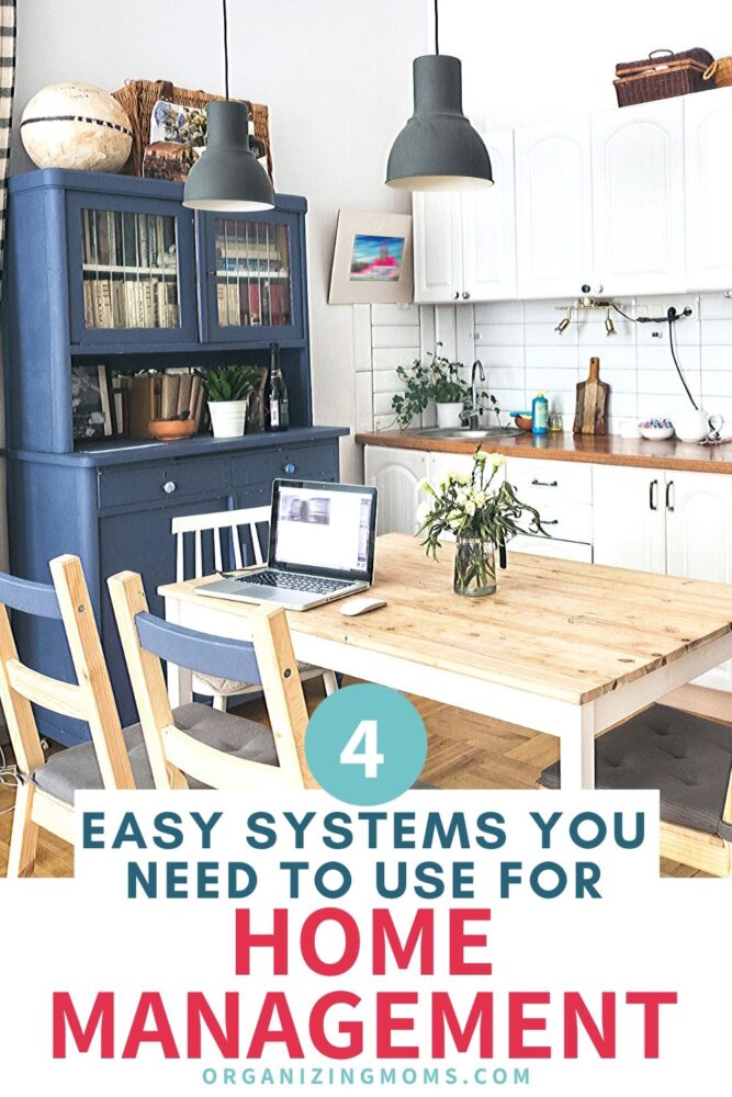 kitchen table and blue cabinet home management systems