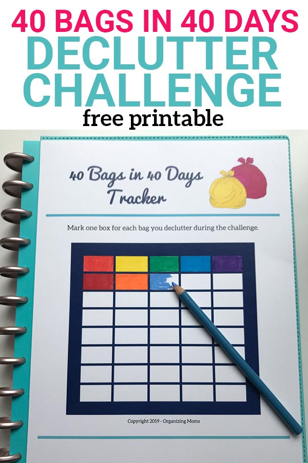 40 bags in 40 days. Free printable to help you do this decluttering challenge. Get motivated and get rid of 40 bags of clutter in 40 days.