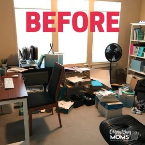 Before picture. Organized office decluttering before picture.