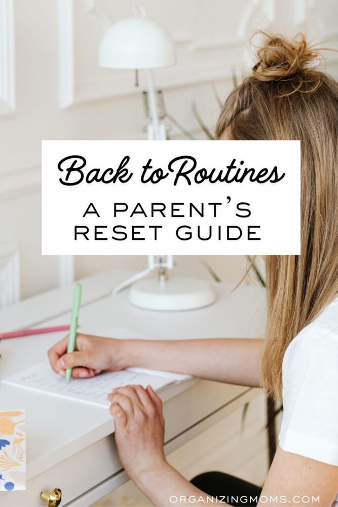 Back to Routines: A Parent's Reset Guide. Image of girl doing homework in background.