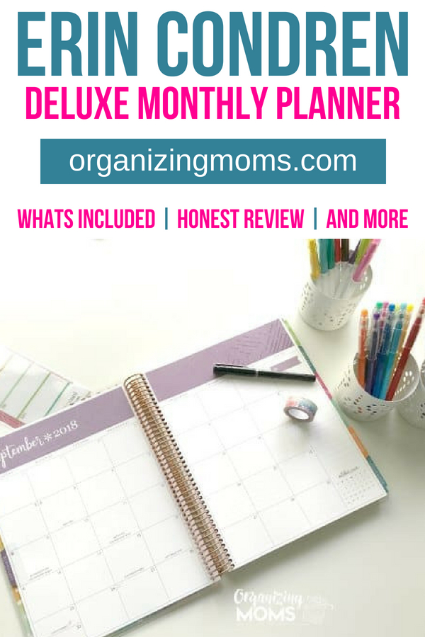 An honest review of the Erin Condren Deluxe Monthly Planner. Find out what's included, and see how I'm using the planner while I'm working at home. #planner #timemanagement #erincondren