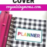 Free printable planner cover organizingmoms.com. Close up image of free printable planner cover.