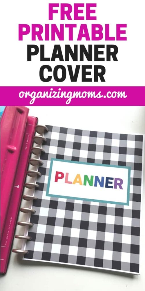 Free printable planner cover organizingmoms.com. Close up image of free printable planner cover.