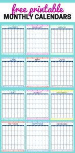 Cute Free Printable Monthly Calendars - Organizing Moms