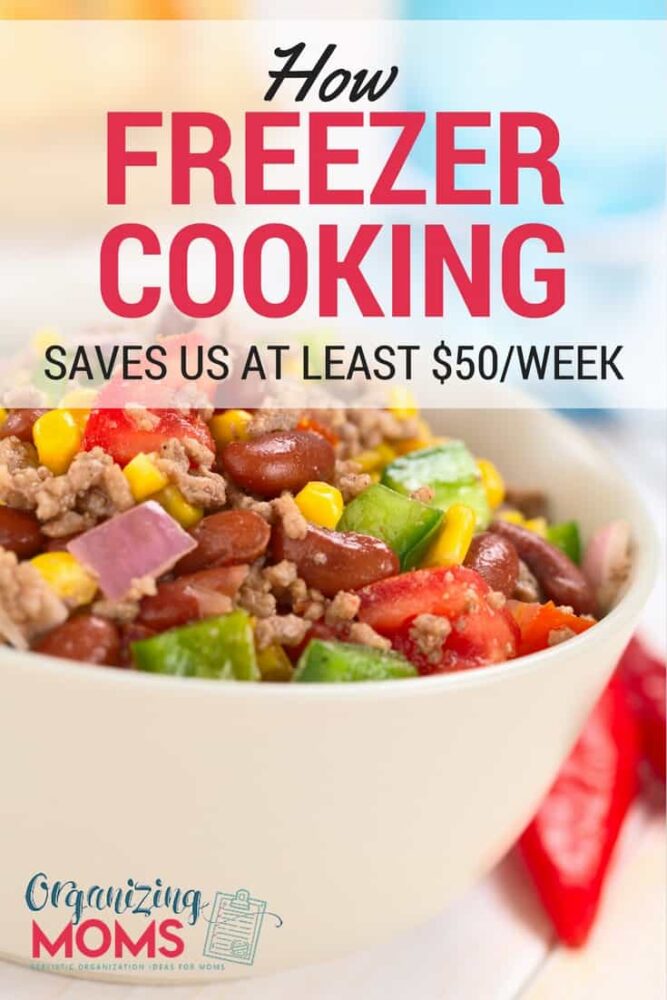 Save time and money in the kitchen with freezer cooking. Our family of four saves at least fifty dollars each week by doing freezer cooking a couple times a month. from Organizing Moms