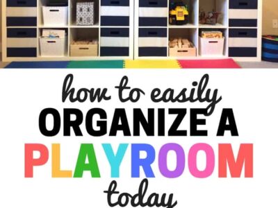 Easy steps to help you organize your playroom. Now your toy room can be a fun place for your kids to use their imaginations and learn!