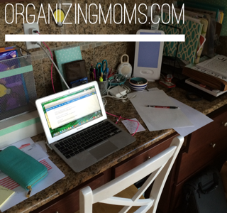10 minutes of decluttering. Here's what the desk looked like before.