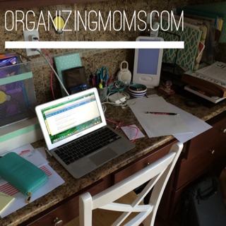 10 minutes of decluttering. Here's what the desk looked like before.