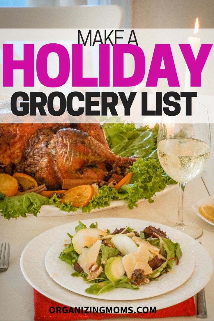 Get ready for holiday yummies by making a holiday grocery list! Buy ahead so you're not stressed at the stores last minute.