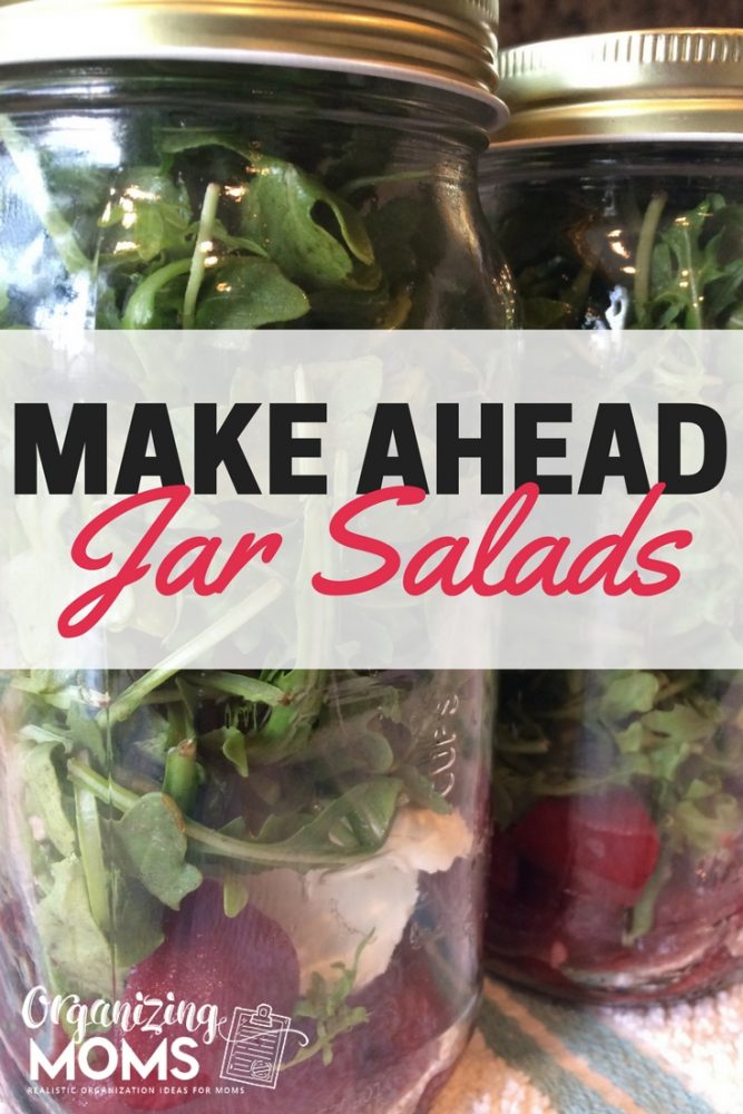 Make ahead mason jar salads on towel