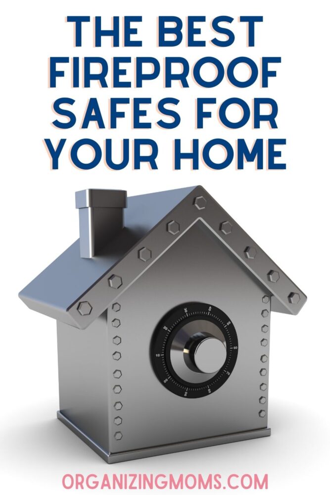 text - the best fireproof safes for your home. image of safe shaped like a home