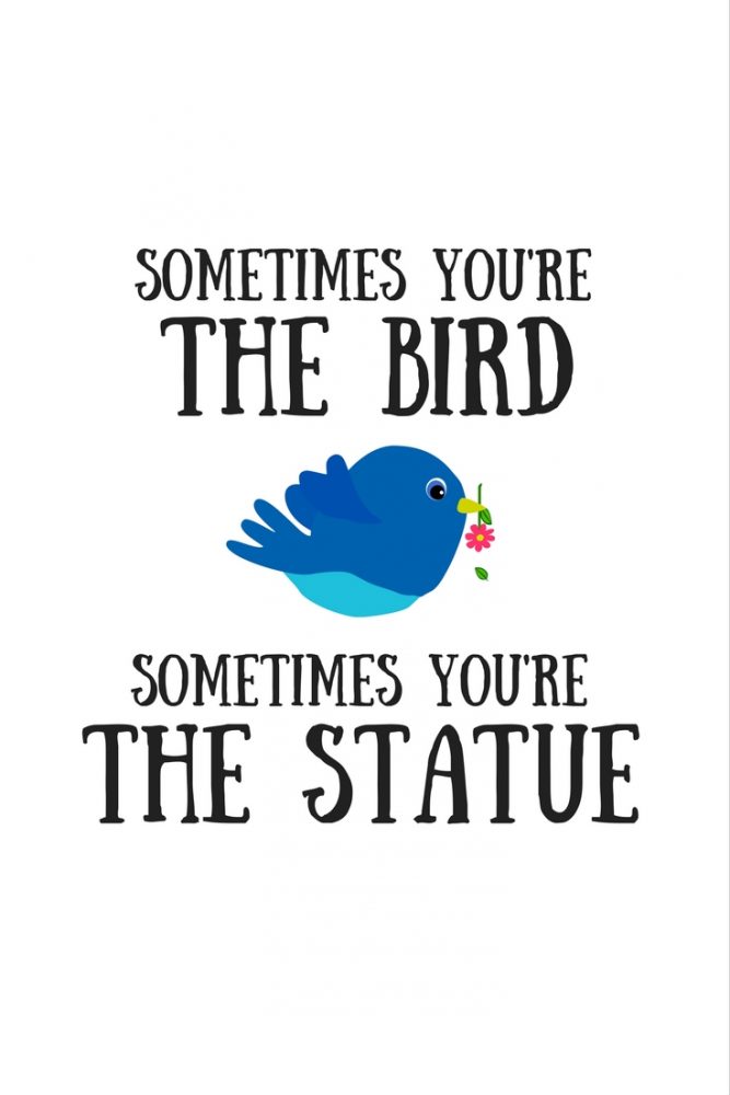 Sometimes you're the bird. Sometimes you're the statue.