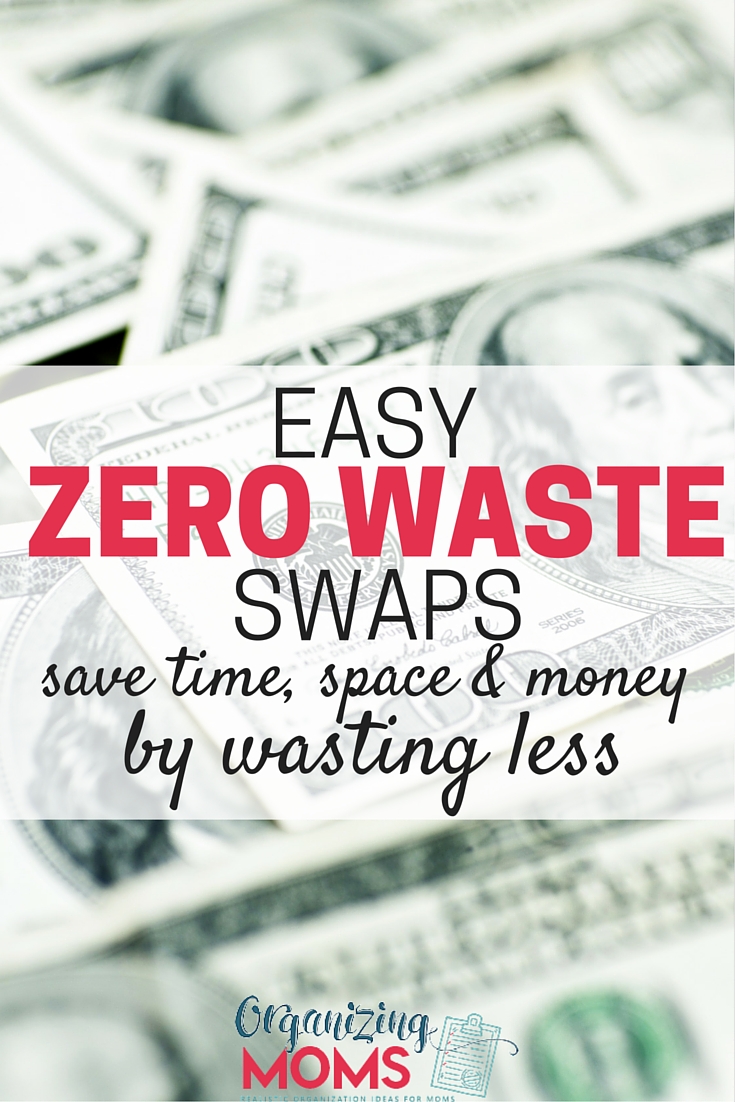 Easy zero waste swaps that can help your family save money. Save the planet, save money, and save space. One family could save over $1600/year by making these simple zero waste changes.