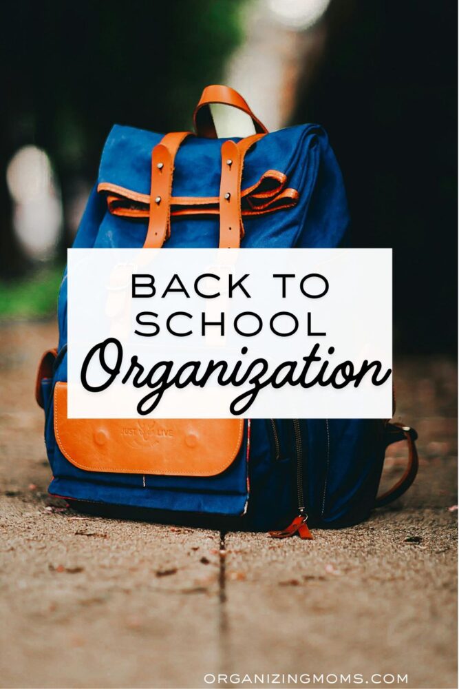 back to school organization showing backpack on sidewalk