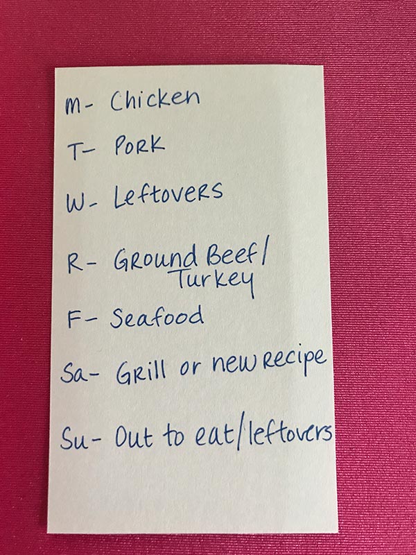 Basic plan we follow for a week of keto meal plans for our family.