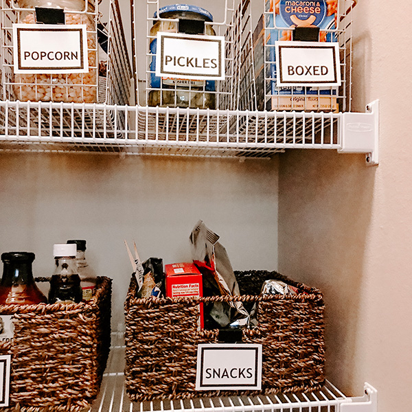 baskets hide packaging in pantry