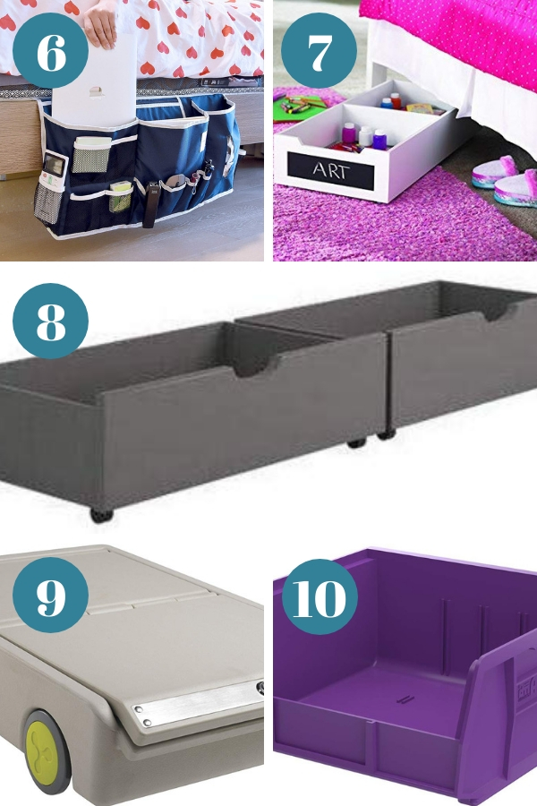 Images of under the bed storage products mentioned in items 6-10 in article.