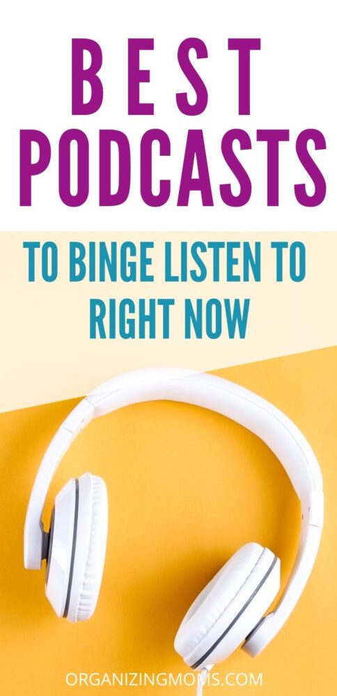 white headphones for podcast listening on yellow background