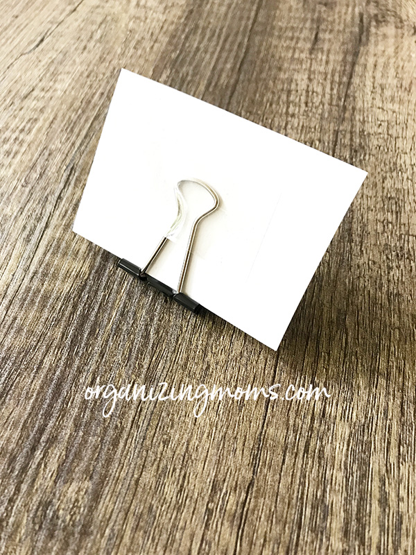 binder clip taped to label card - make your own pantry labels