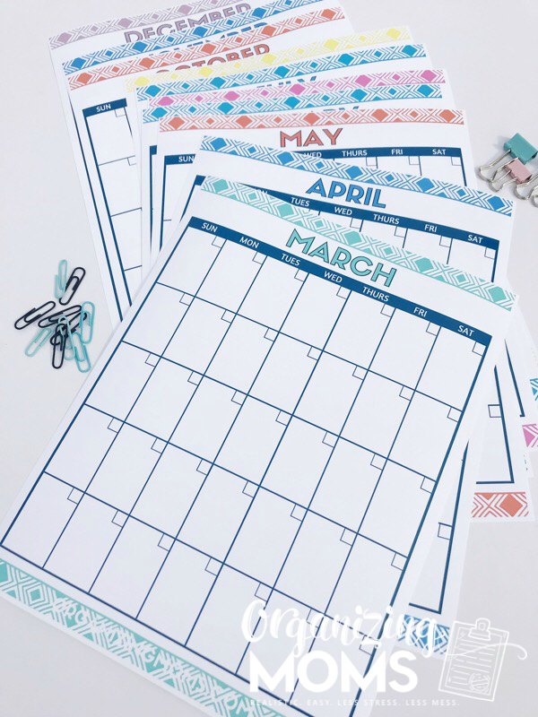 Cute Free Printable Monthly Calendars Organizing Moms