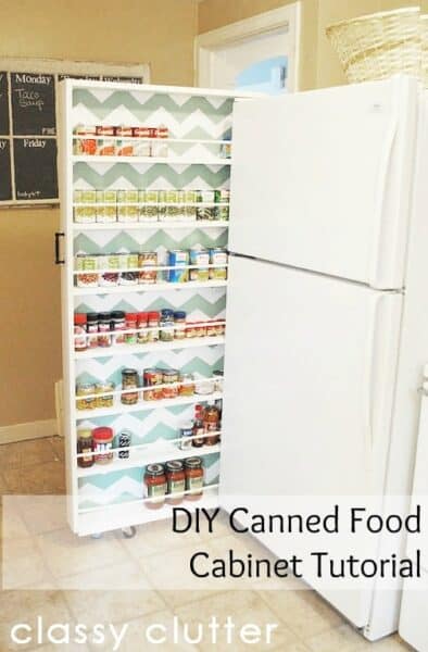 DIY canned food organization rolling cart