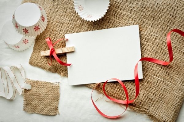 christmas card on burlap