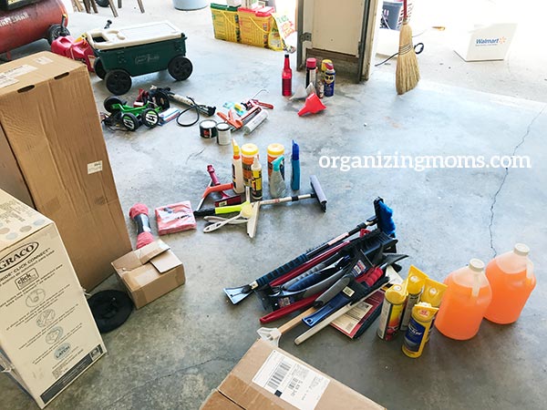 cluttered garage before