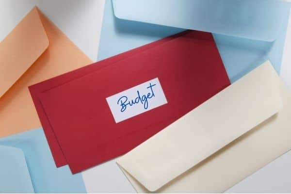 Colorful budget envelopes - text on envelope - Budget