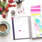colorful planner and coffee