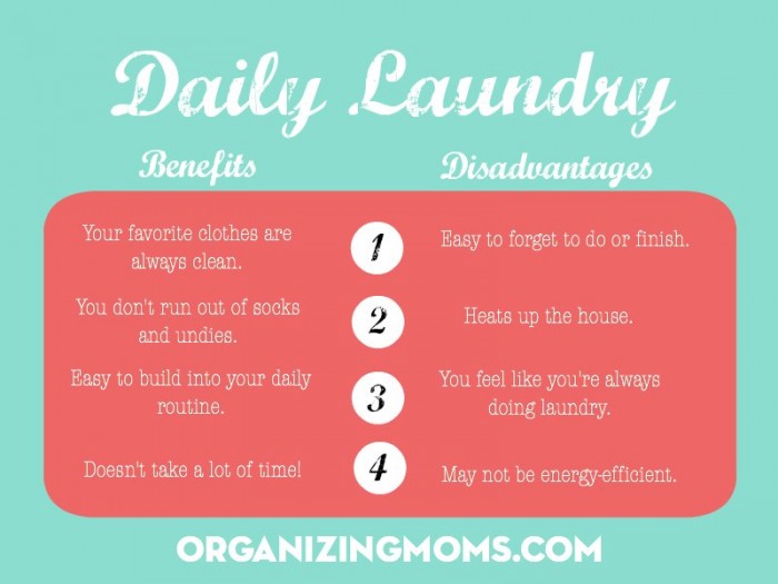 Daily Laundry. The benefits and disadvantages of a daily laundry routine.