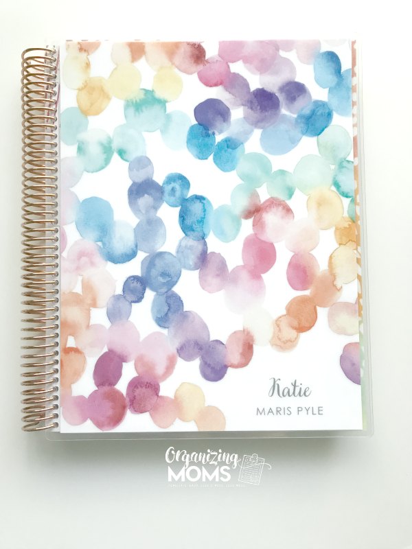Personalized Erin Condren Deluxe Monthly Planner cover with rose gold spiral.