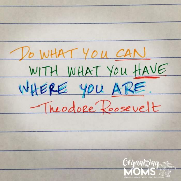 Do what you can with what you have where you are. Theodore Roosevelt