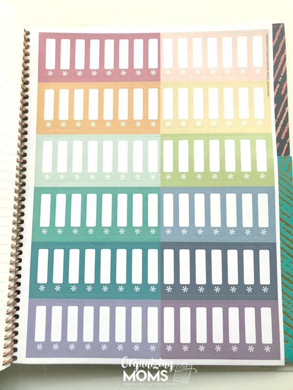 Colorful sticker labels in the Erin Condren Deluxe Monthly Planner.