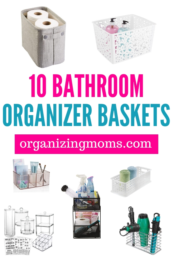 Bathroom organizer baskets to help you declutter and organize your toiletries and bathroom supplies. Organizing with baskets is a great way to create designated spaces for everything. Save time, energy, and stop overbuying toiletries when you know where everything is, and how to find it in your bathroom.