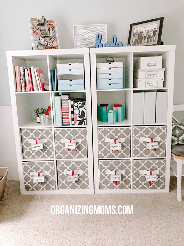 fabric storage cubes in office