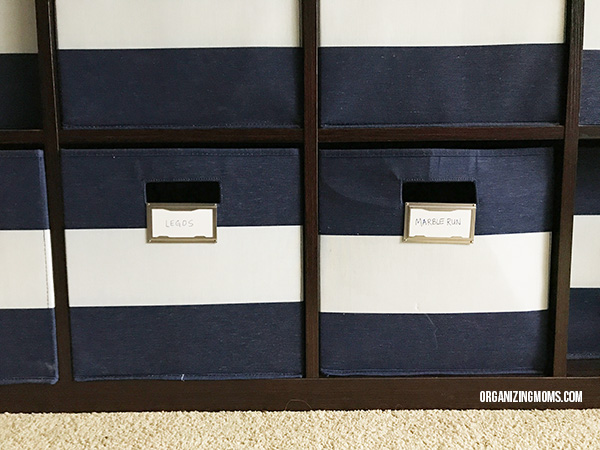 fabric storage cubes in playroom