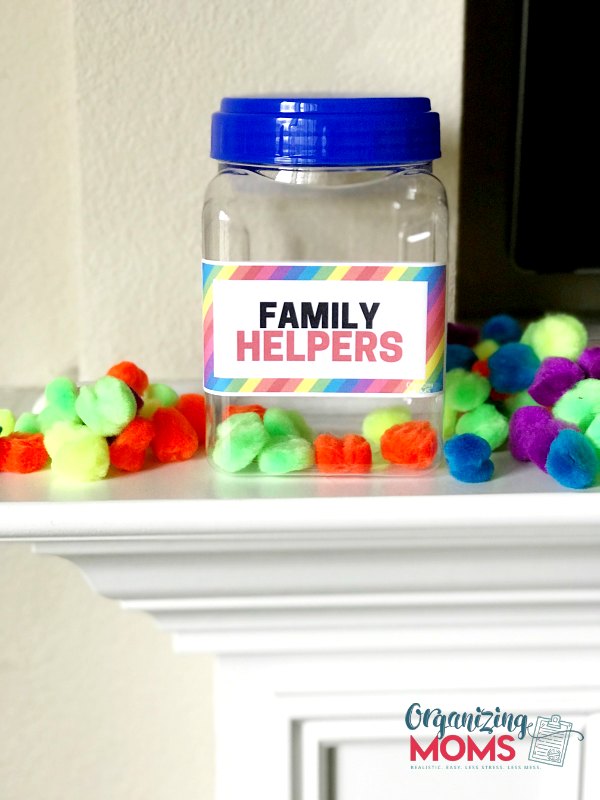 Family helper jar to get kids to clean up their toys