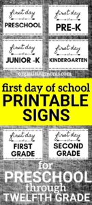 Free Printable First Day of School Signs for Cute Photos