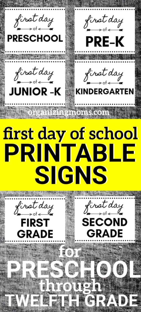 signs for first day of school pictures