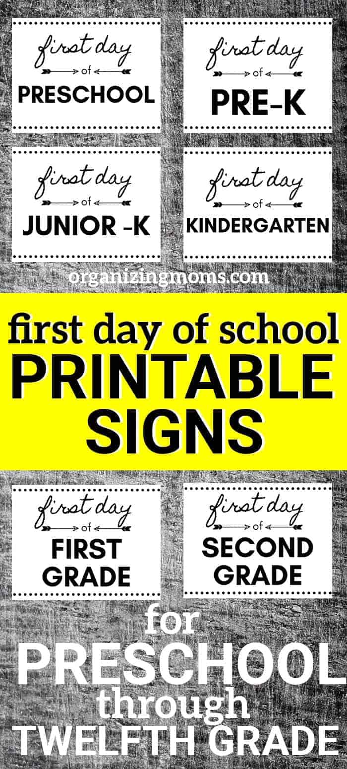 first day of school printables