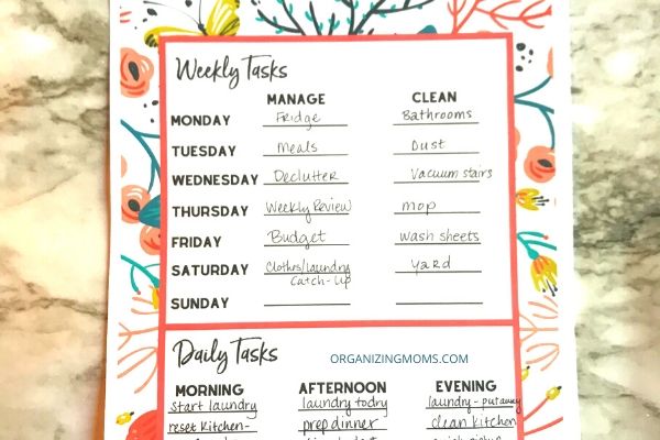 floral weekly tasks daily tasks printable