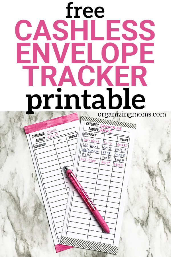 free cashless envelope tracker printable