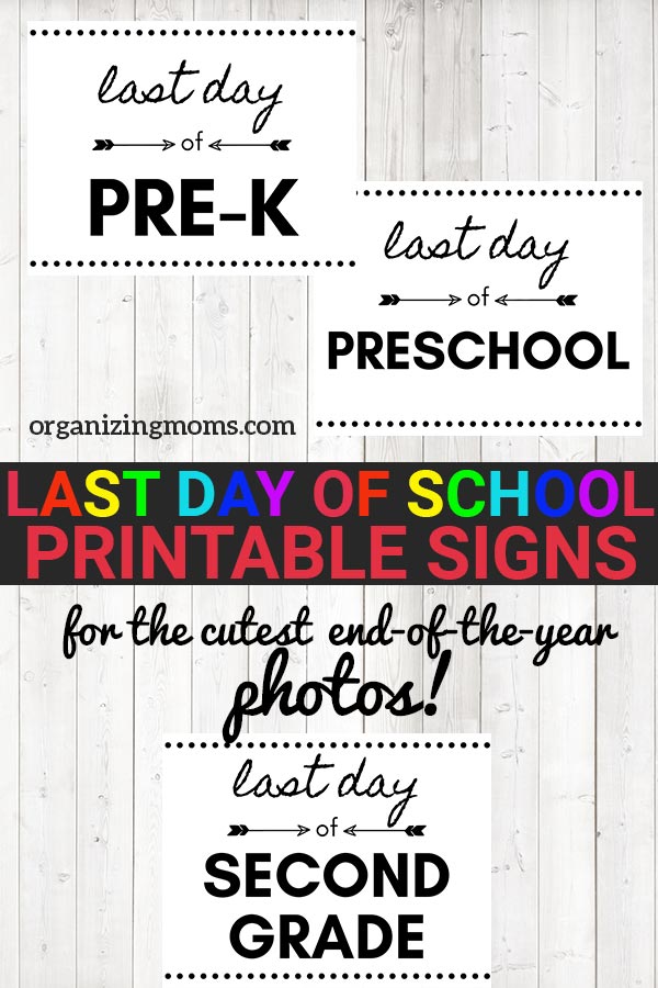 free last day of school printables