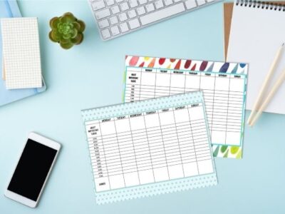 how to plan your week printables on blue desk