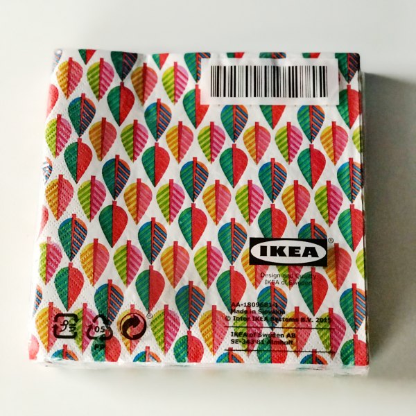 A close up of colorful IKEA napkins.