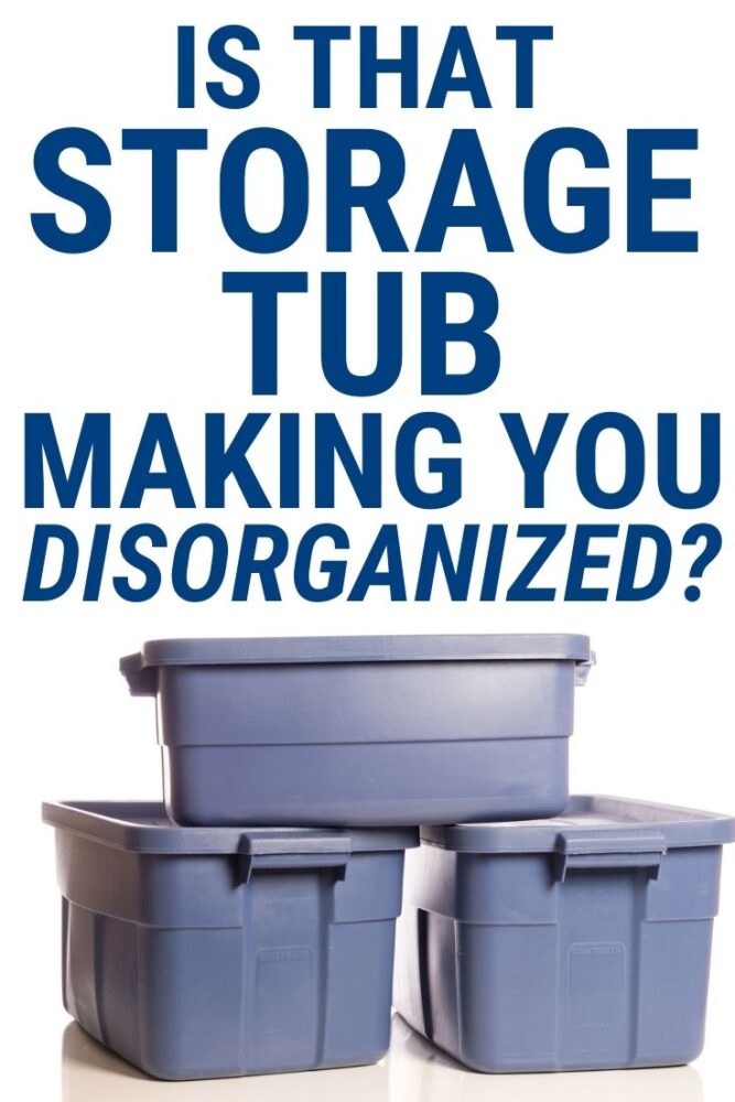 is that storage tub making you disorganized (text), blue storage bins