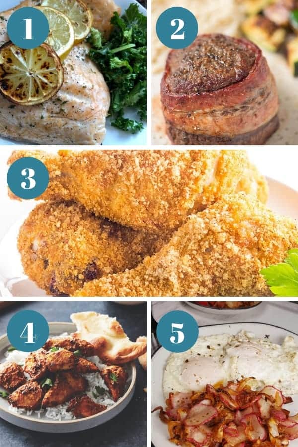Images of different types of food, with Fried chicken. Images of foods mentioned in items 1-5 in article