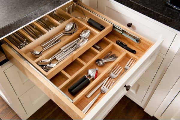 kitchen drawer organizer with multiple levels slide